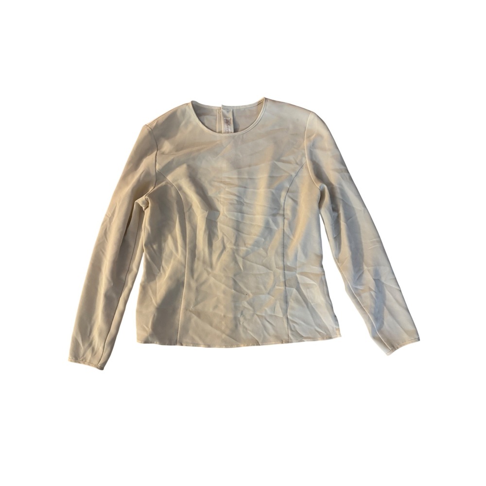 Burberrys Vintage Cream Long Sleeve Button Back Blouse Tailored Crepe Top - Picture 1 of 10